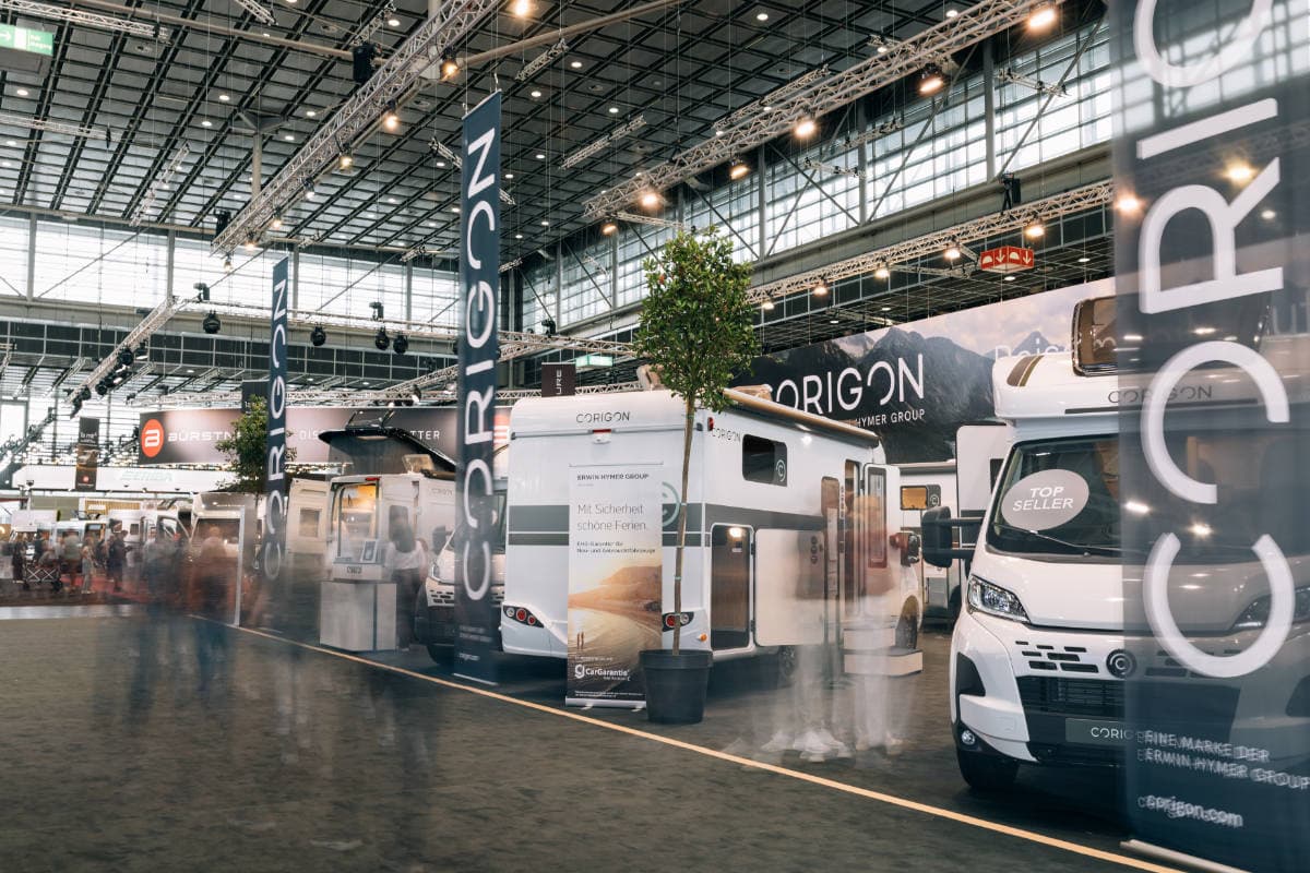 Corigon-Messestand beim Caravan Salon Austria